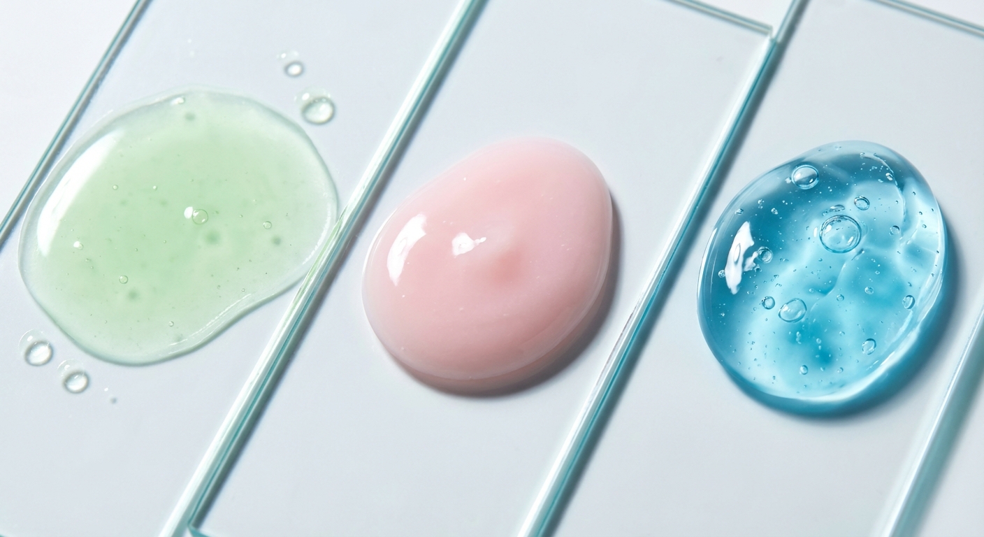 Anua美容液のテクスチャ比較（水っぽい、とろみ、ジェル状）