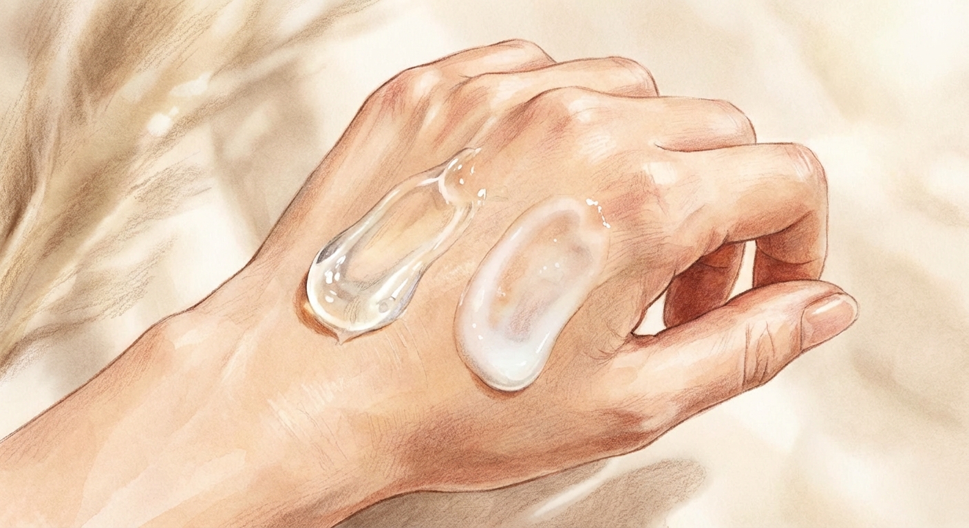 美容液のテクスチャー比較と使用イメージ