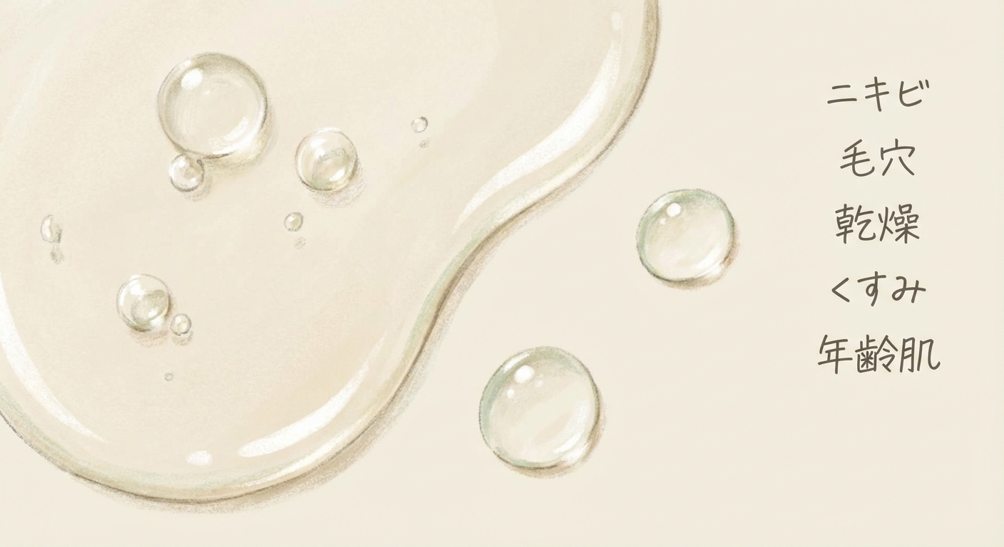 アヌアのさまざまな美容液テクスチャが並んだイメージ