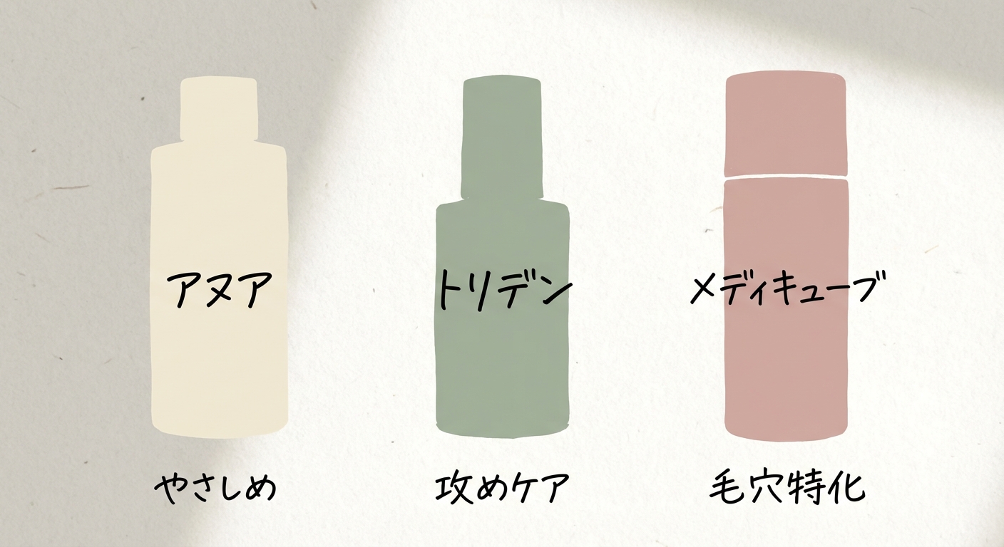 アヌア・トリデン・メディキューブのイメージ比較イラスト