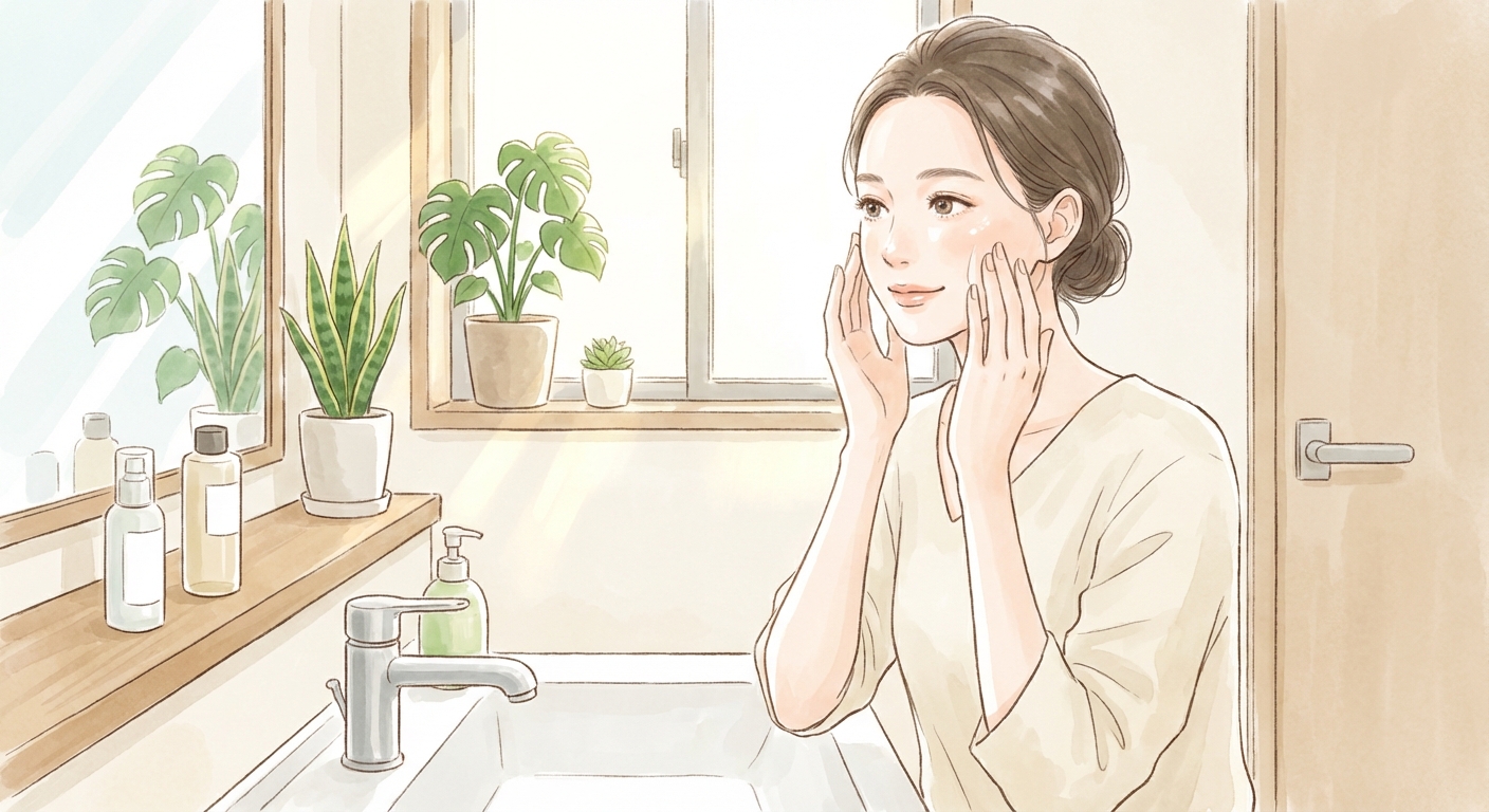 アヌアの保湿・エイジングケア美容液を使っている女性のイメージ