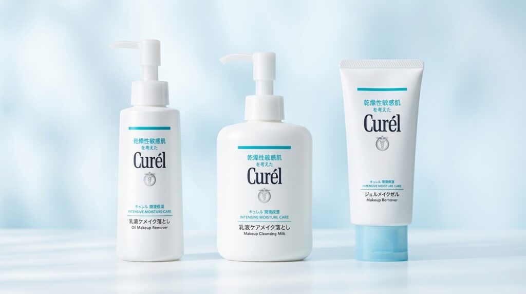 キュレルのクレンジング3商品が横並びで並ぶ比較用アイキャッチ画像