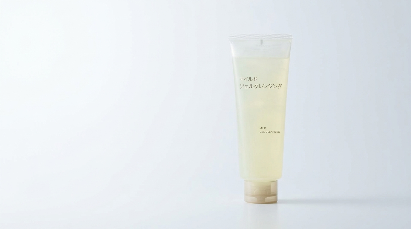 無印良品のクレンジングジェルの商品単体を清潔感のある背景で見せたアイキャッチ