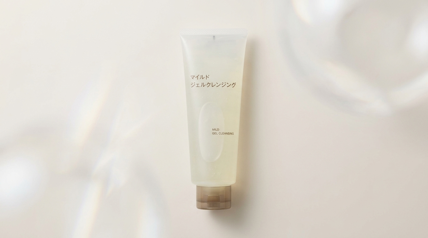 無印良品のクレンジングジェルを余白のある上品な背景で見せたアイキャッチ