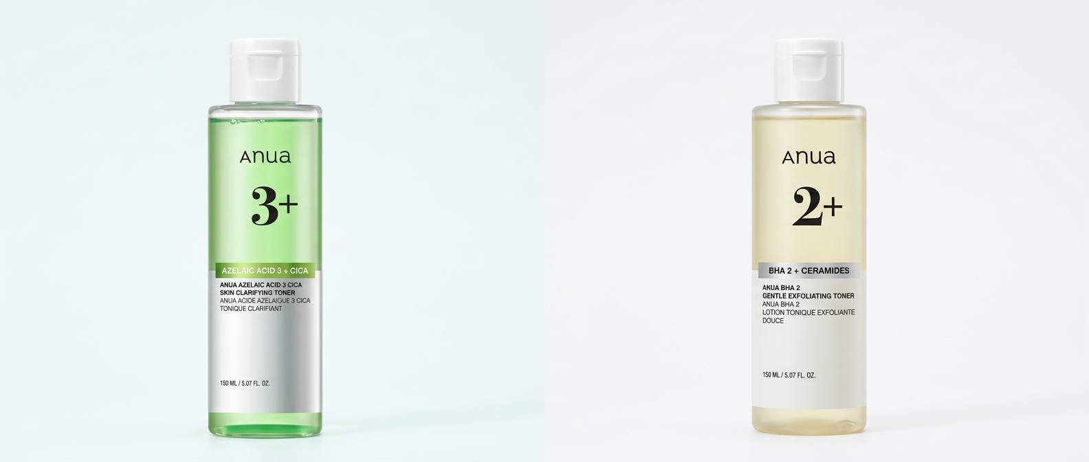 アゼライン酸3 CICAとBHA 2 マイルドピーリングトナーを並べた比較イメージ