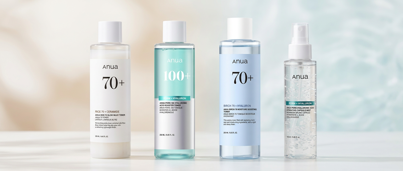 乾燥肌向けの保湿寄りアヌア化粧水とミストのイメージ