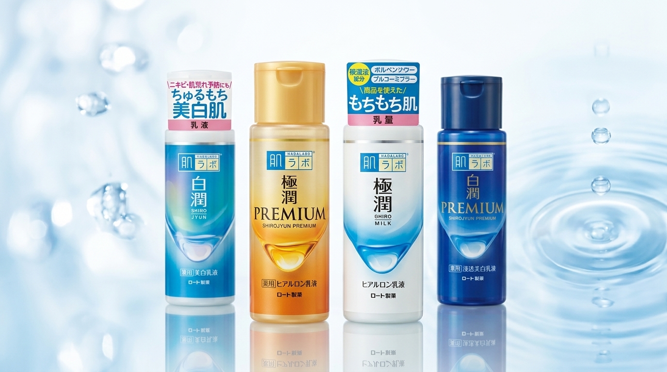 肌ラボの極潤系乳液を中心にした保湿感のある比較アイキャッチ