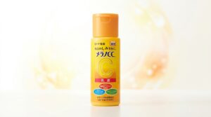 メラノCC薬用しみ対策美白乳液120mLの商品ボトルを清潔感のある背景にシンプルに配置したアイキャッチ画像