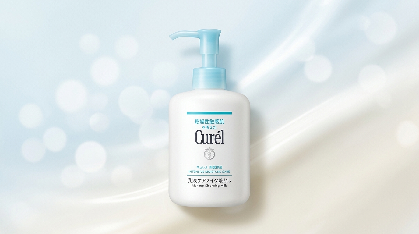 乳液タイプのやさしい使用感を伝えるキュレル乳液ケアメイク落としのイメージ